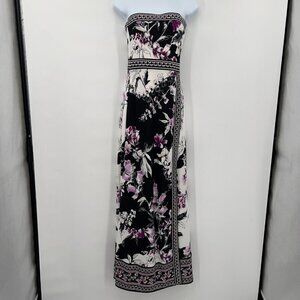 White House Black Market Women's Strapless Floral Print Maxi Dress